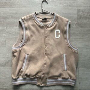 Tan Women’s Varsity Jacket with Letter C Size L
